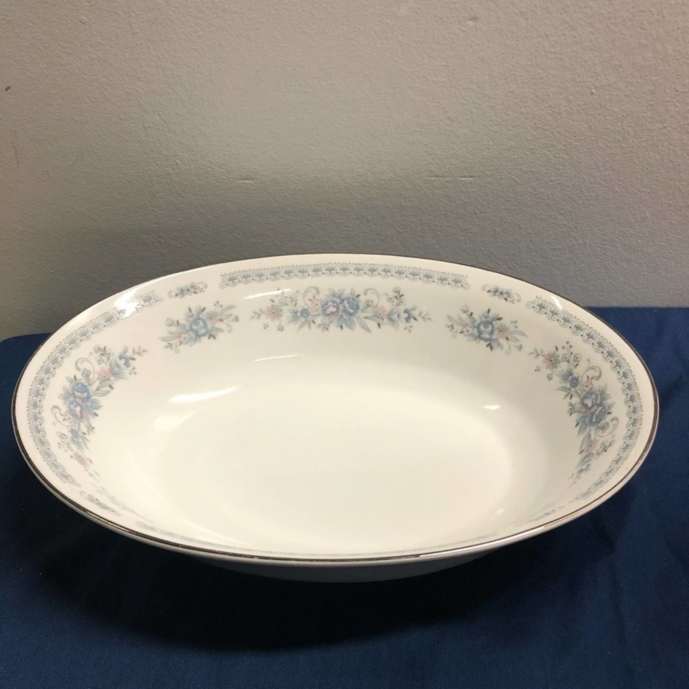 Fine China CHRISTINE Blue Flower Oval serving vegetable bowl